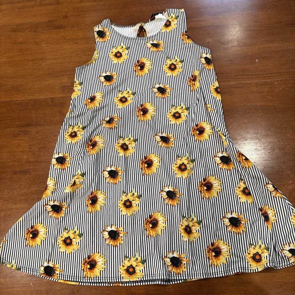 Jamie & Layla Shift Dress Women's Petites PS Above Knee Sunflower Floral Stretch
